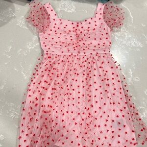 Like new Pink dress with red hearts. Perfect for Valentines Day.